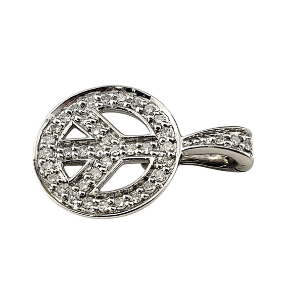 14 Karat White Gold and Diamond Peace Sign Pendant #21922 - Picture 2 of 9